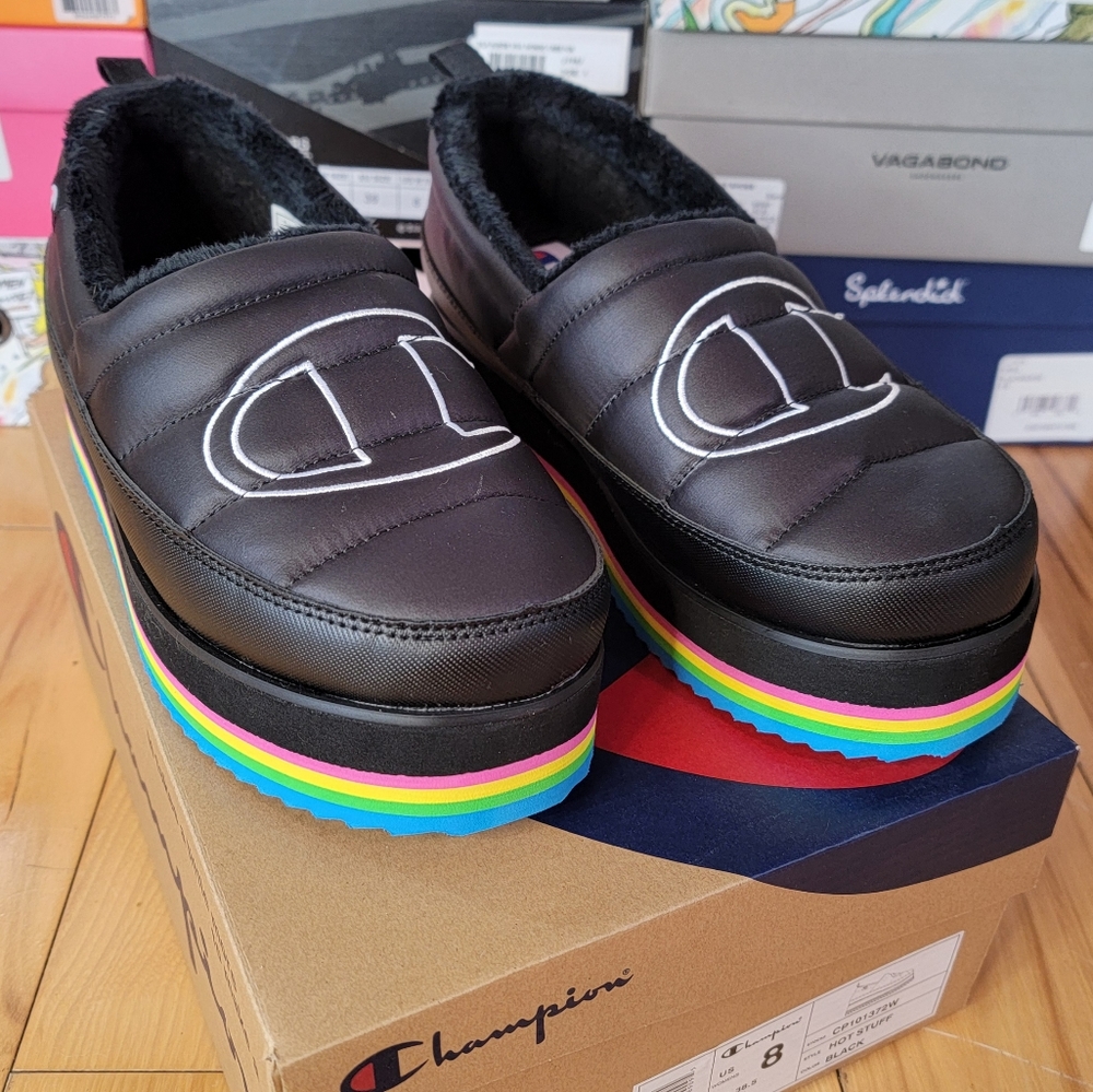 Hot Stuff Rainbow Platform Puffy Slipper Phur Lined Euro 38.5